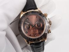 Rolex Daytona 116515 Rose Gold Brown Dial Leather Strap