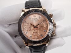 Rolex Daytona 116515 Rose Gold Diamond Dial Leather Strap